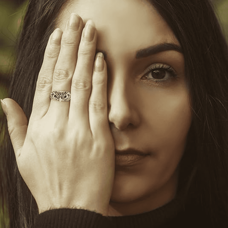 Anillo búho de la prosperidad y riqueza