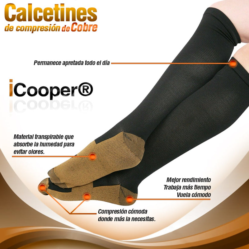 Calcetines de Compresión con Infusión de Cobre, de 15-20 mm Unisex 3 PACK