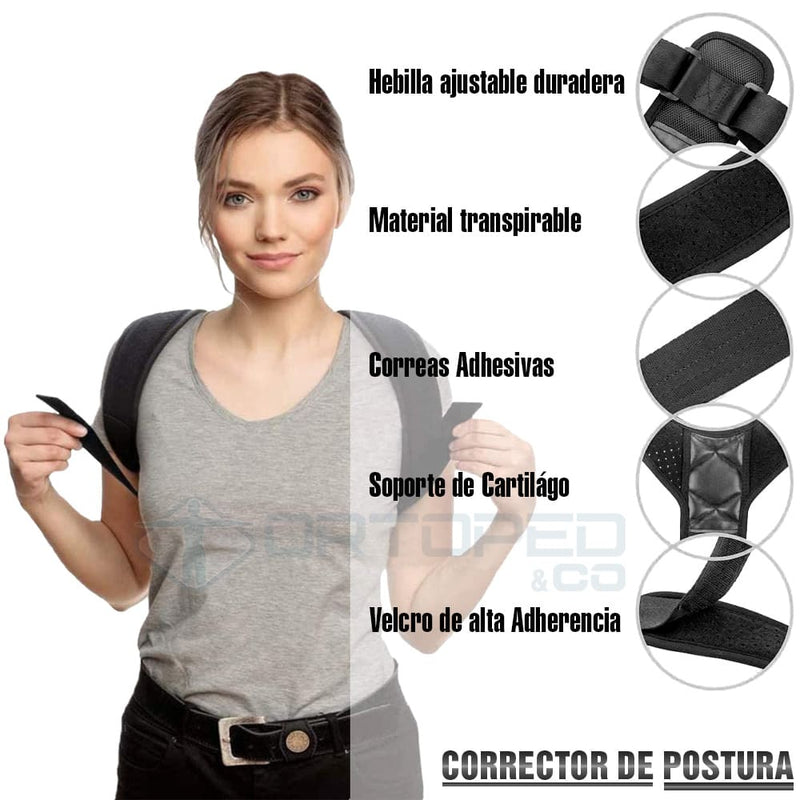 PosturaFlex® Corrector de Postura Unisex | Alivio de dolor de espalda, cuello y clavícula (Compra 1 y obtén 1 GRATIS!)