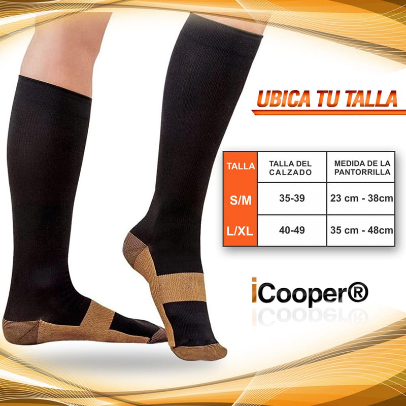 Calcetines de Compresión con Infusión de Cobre, de 15-20 mm Unisex 3 PACK